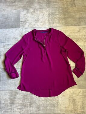 Apt 9 Women's Magenta Zip-Front Blouse M-047